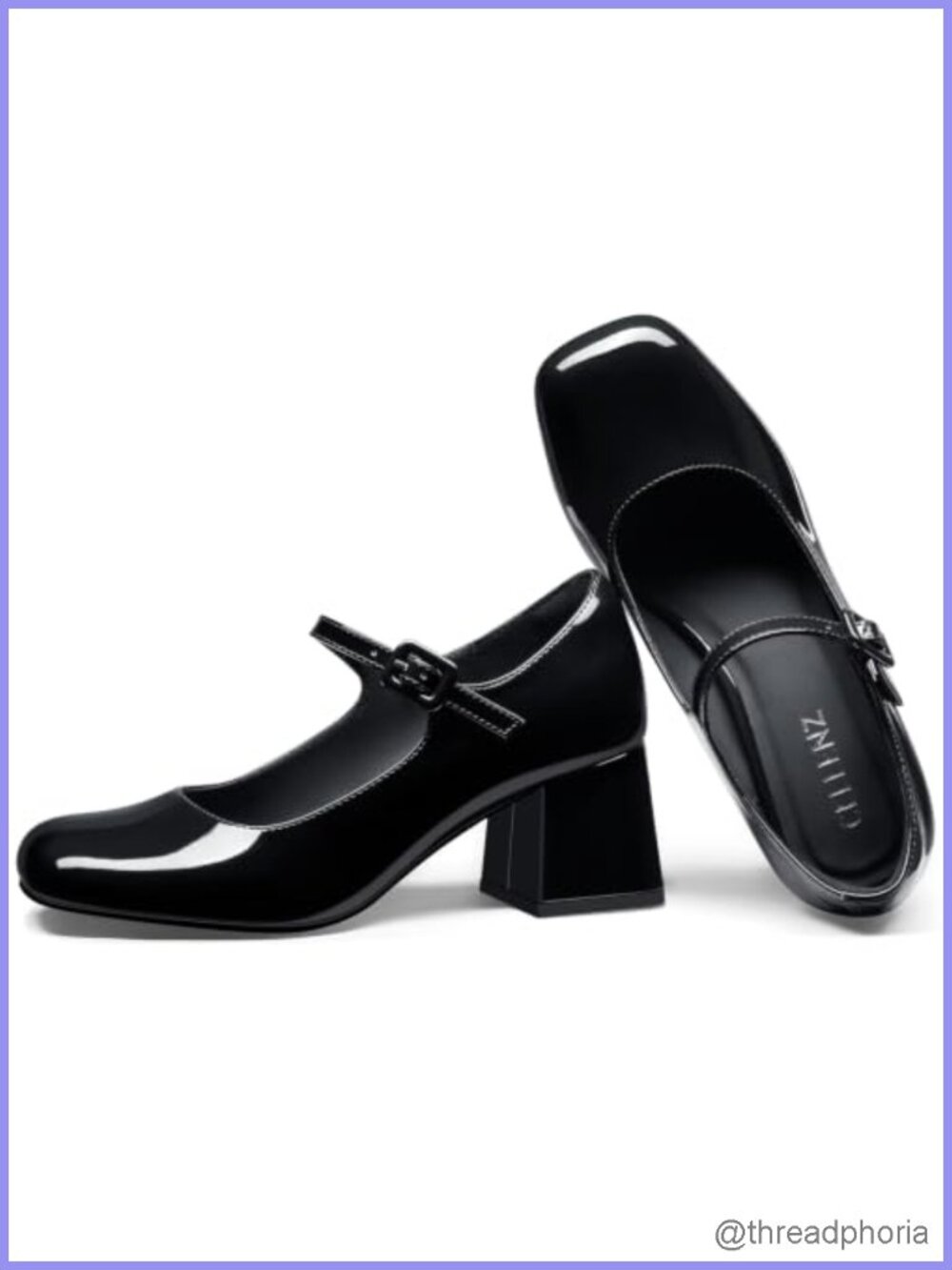 Women's Mary Jane Pumps Low Chunky Block Heel Square Toe Adjustable Strap